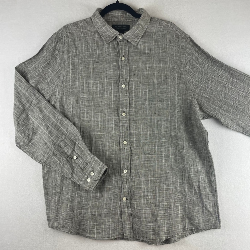 The Men’s Store Bloomingdale’s 100% Linen Glen Plaid Shirt XL
